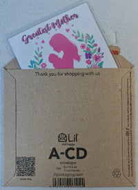 Thumbnail for Card with pink silhouette and floral design in a brown envelope with Lil' mail happy branding.