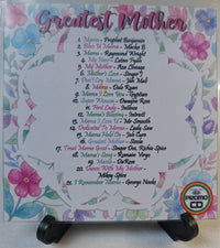 Thumbnail for List of songs titled 'Greatest Mother' with floral design on a stand.