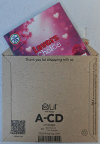 Thumbnail for Cardboard envelope with a pink 'Lover's Choice' card on top