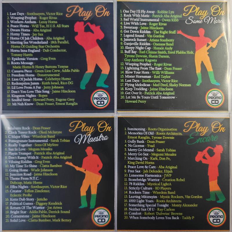 'Play On' 4CD Jumbo Pack 1 - 80 Modern Instrumental Reggae for LOUD play Brilliance!