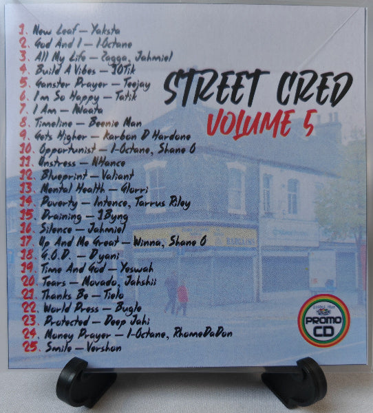 CD cover for 'Street Cred Volume 5' with tracklist and building image.