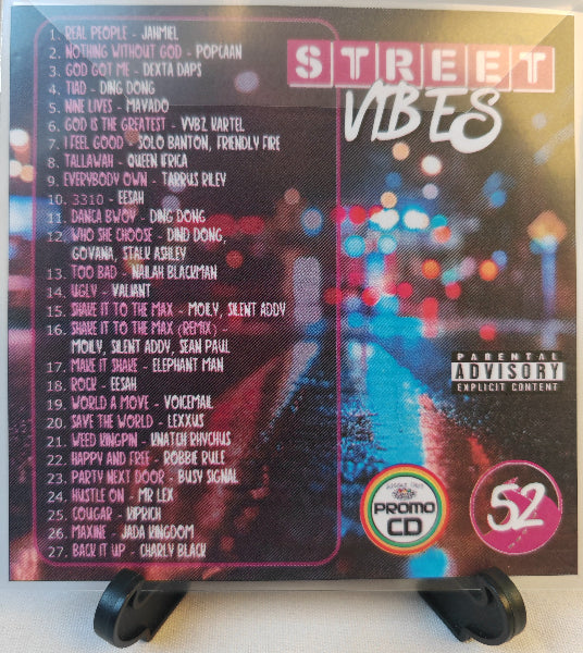 Promo CD with 'Street Vibes' tracklist and colorful background